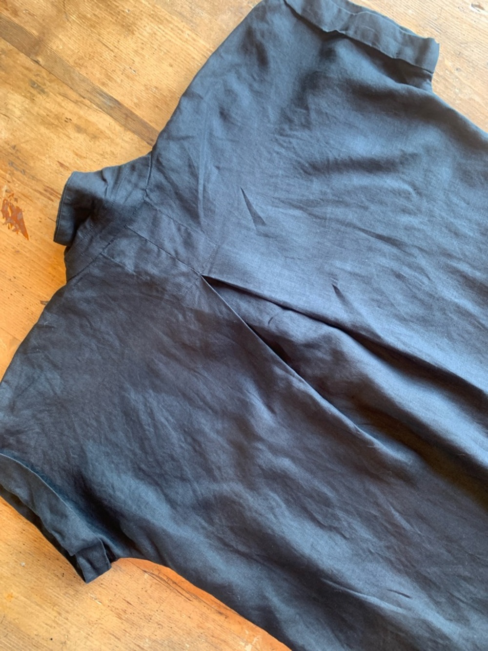 Eileen Fisher Black Short-Sleeve Linen  Button Down Dress - Picture 10 of 16